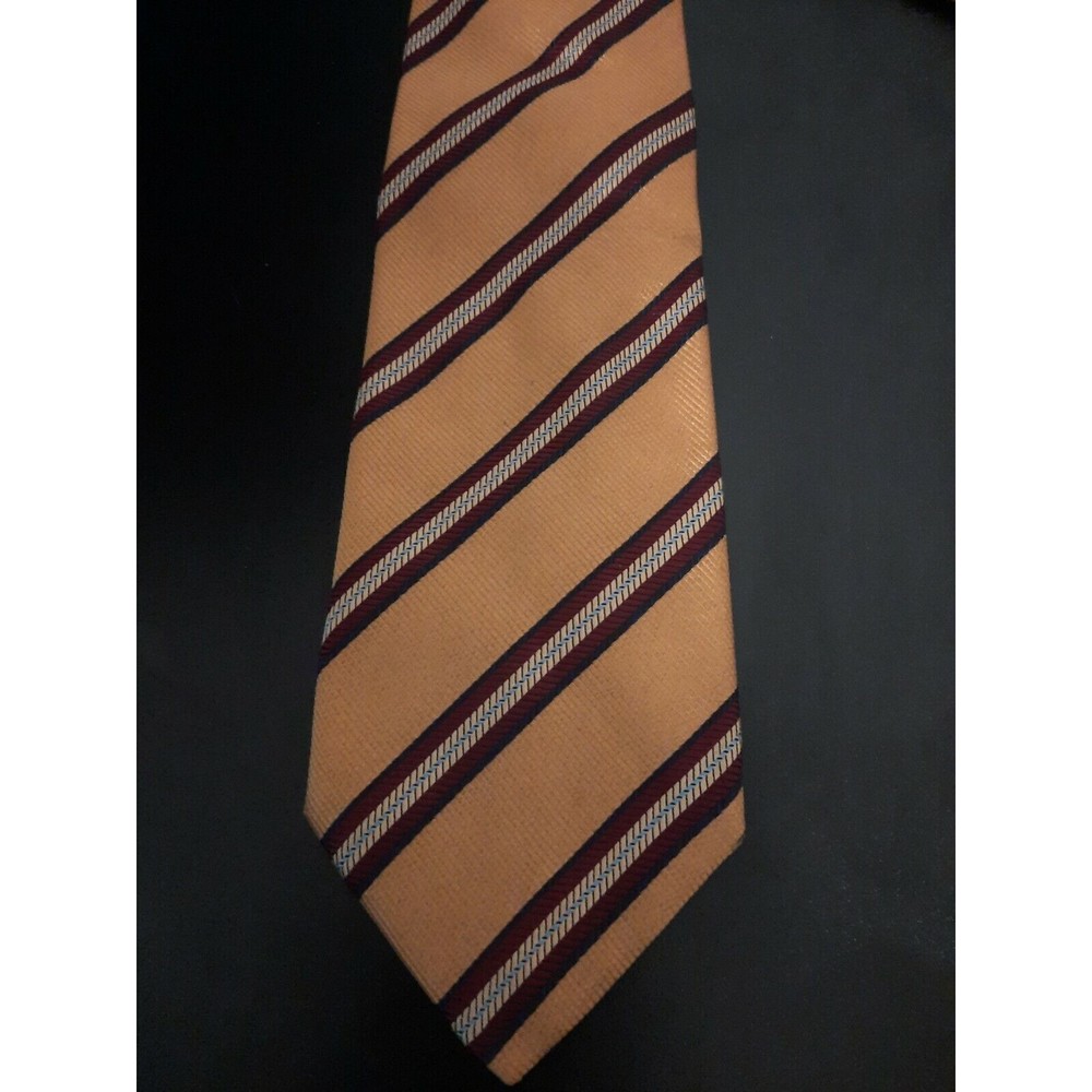 Paul Frederick Gold Striped Silk Tie Made In Italy